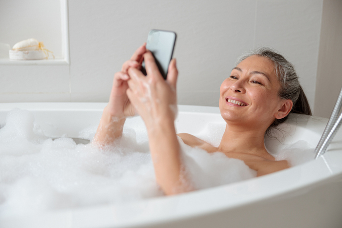 Elderly Lady in Walk In Tub